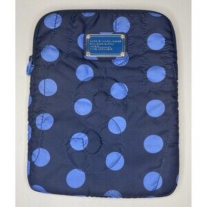 MARC BY MARC JACOBS iPad Case Navy Blue Polka Dot Quilted Nylon 8” X 10.5”